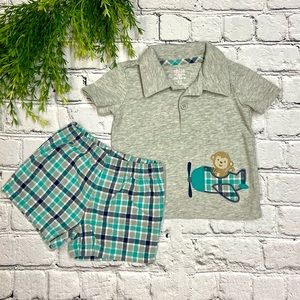 Child of Mine by Carter’s shorts set, size 3-6 months, grey teal and navy